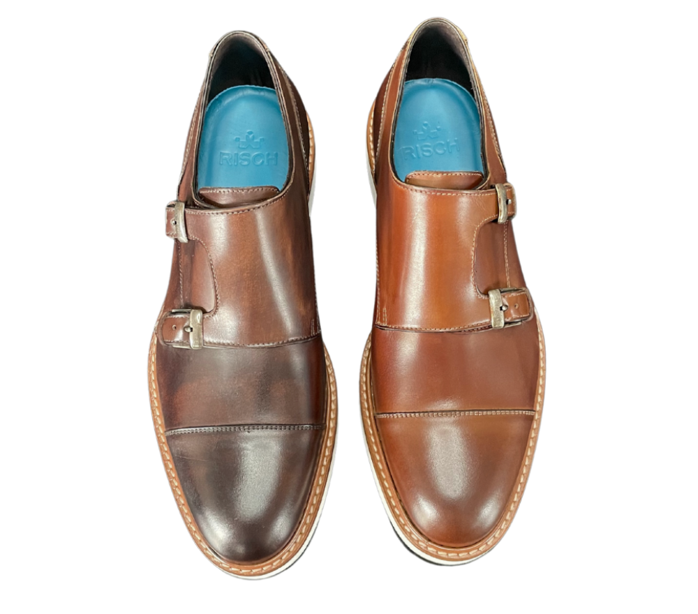 Double Monk Superlight Vasco in Cognac - Risch Shoes